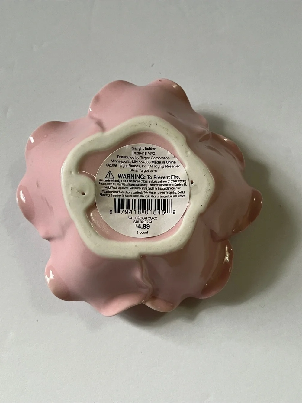 Candleholder Tealight Holder Pink Floral Ceramic Flower NWT